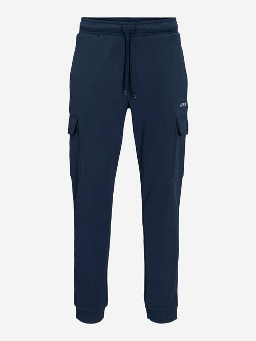 Buy Solid Cargo Joggers with Rib Hem Navy Blue For Men Styli UAE