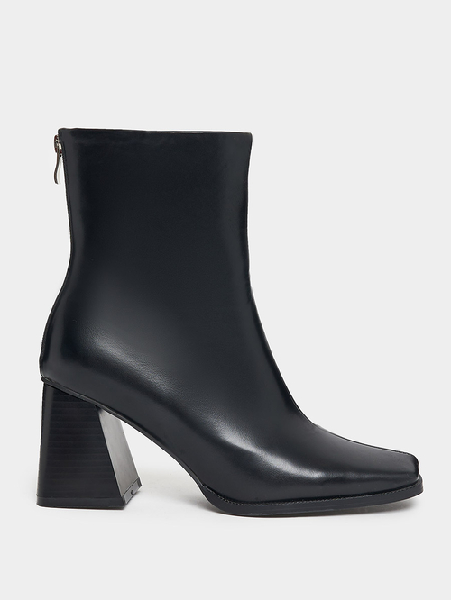 Black square toe block heel boots sales