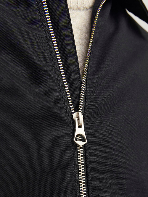Buy Spread Collar Zip Through Bomber Jacket Black For Men | Styli Saudi