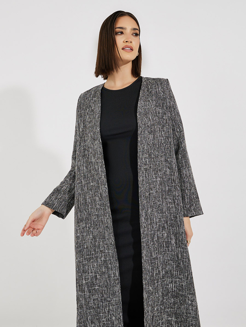 Buy Tweed Look Winter Abaya Black For Women Styli Saudi