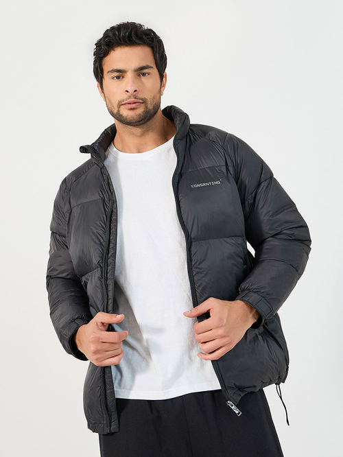 Buy Quilted Puffer Jacket with Minimal Print Detail Black For Default  Category | Styli Saudi