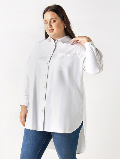 White high low shirt plus size top