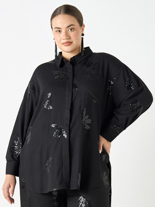Black high low shirt plus size on sale
