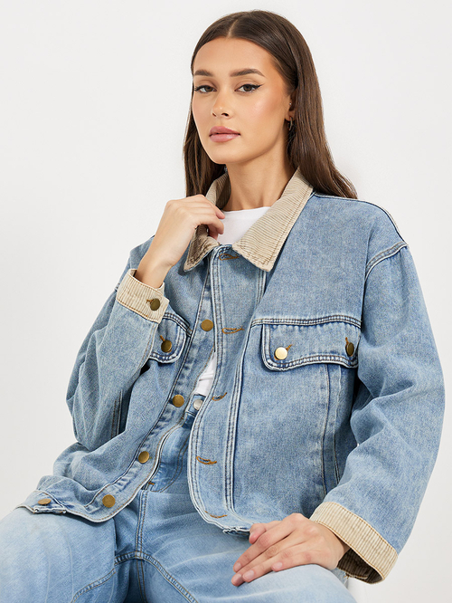 Longline womens denim jacket top