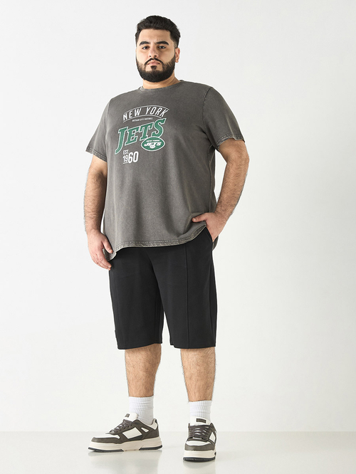 Buy Plus Size The New York Jets Print Crew Neck T Shirt Black For Men Styli Saudi