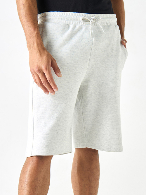 Buy Logo Embroidered Shorts with Drawstring Closure Pockets Grey For Men Styli Kuwait