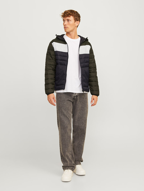 Puffer block color utility jacket top