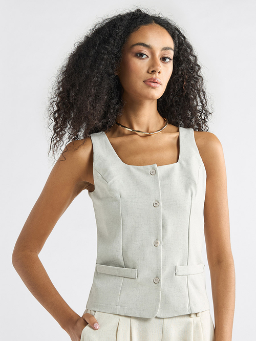 Sleeveless wrap vest store