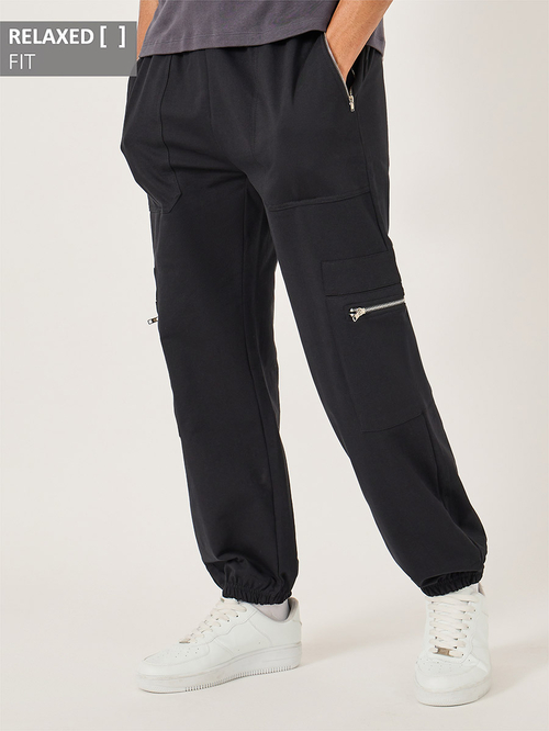 【SATIIIZ】Roban diagonal cargo sweat pants SATIIIZ】Roban diagonal cargo sweat pants