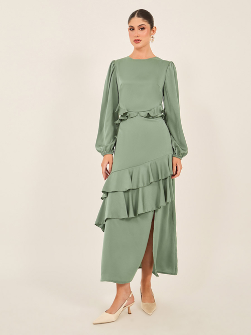 Buy Sweetheart Neck Beaded Bustier Style Maxi Dress Green