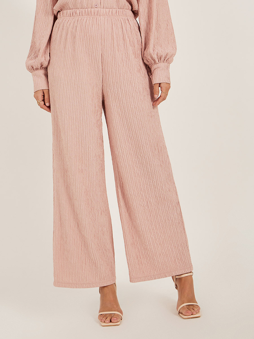 Buy Super High Rise Wide Leg Pants with Belt Loops Pink For