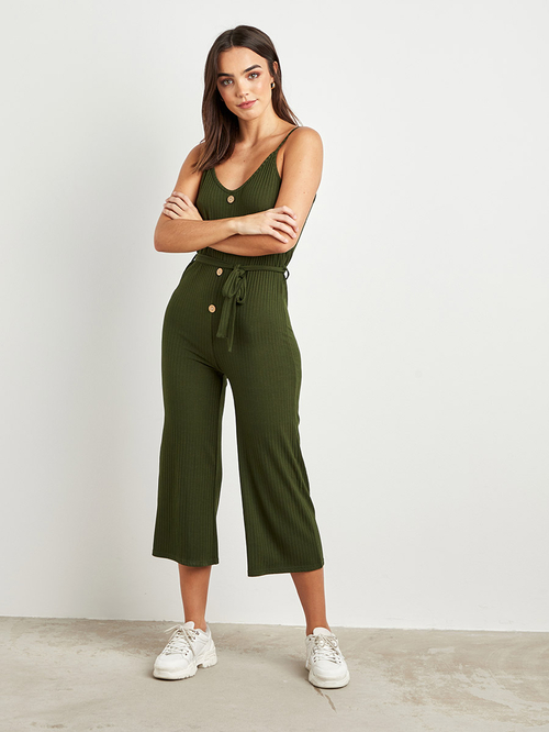 Khaki culotte jumpsuit clearance