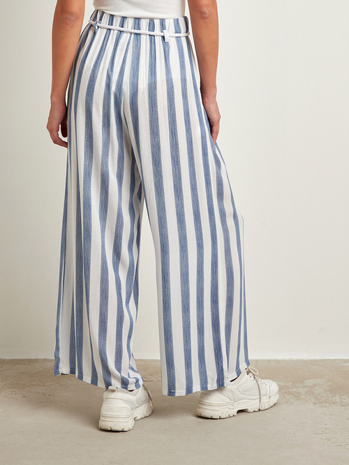 White striped palazzo pants shop