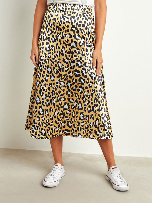Buy Leopard Print A Line Midi Skirt Multi For Women Styli Kuwait