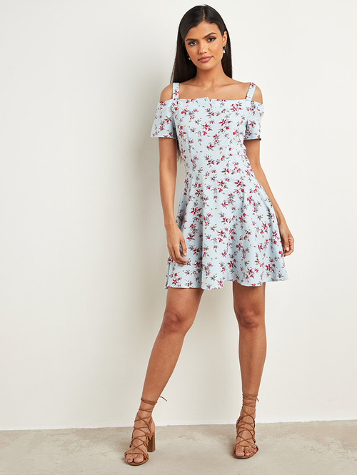 Cold shoulder skater dresses discount