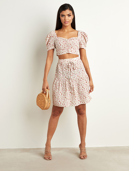 Crop top and skater skirt set top