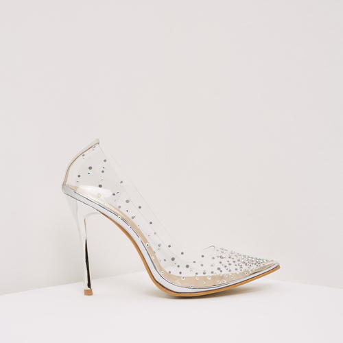 Embellished clear heels cheap