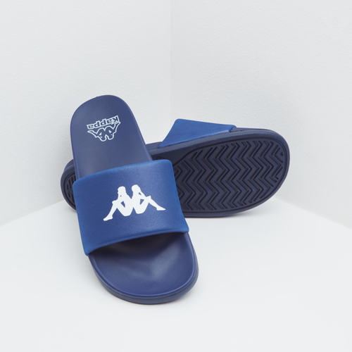 Buy Printed Logo Detail Slides Navy Blue For Women Styli UAE