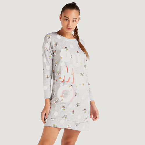 Buy Cotton Dumbo All Over Print Long Sleeves Nightdress Grey For Women Styli Kuwait