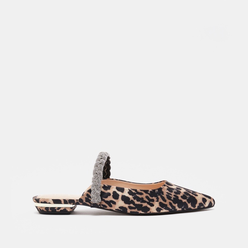Leopard print slip on mules hotsell