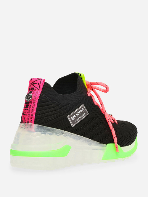 Buy Neon Highlight Lace Up Sneakers Black For Women Styli Saudi