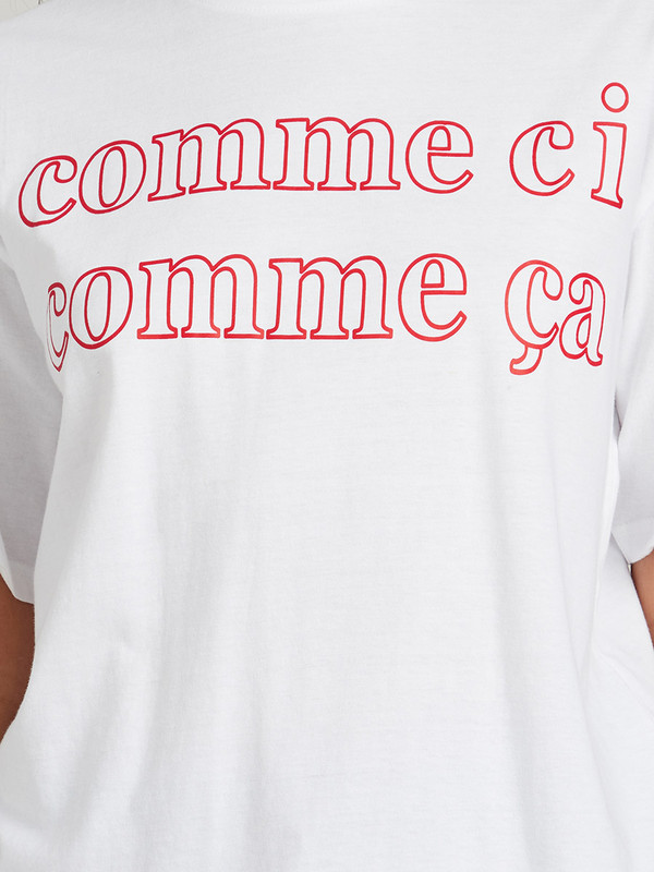 Buy Comme Ci Comme Ca Slogan Print Regular Fit T shirt White For Women Styli Saudi