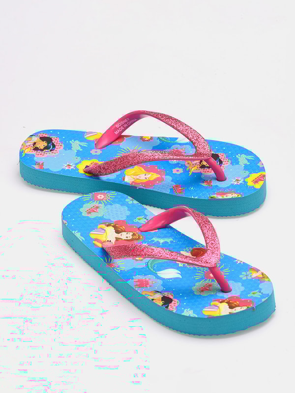 Buy Disney Princess Print Flip Flops Blue For Kids Styli UAE