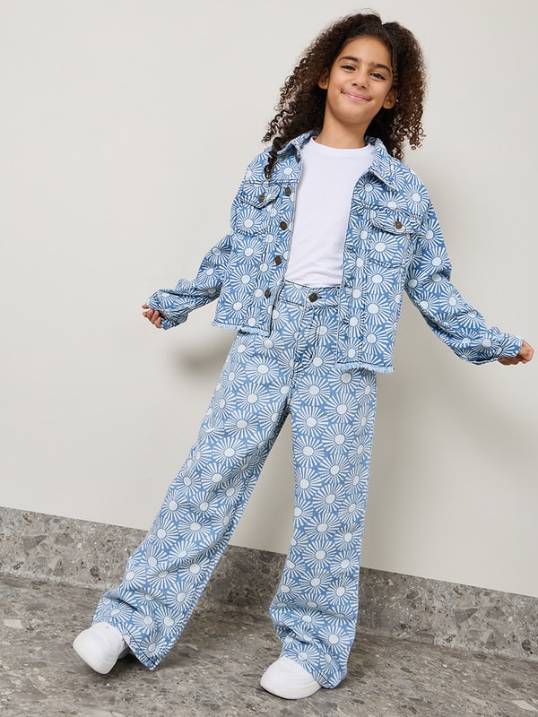 Floral denim 2025 jacket womens