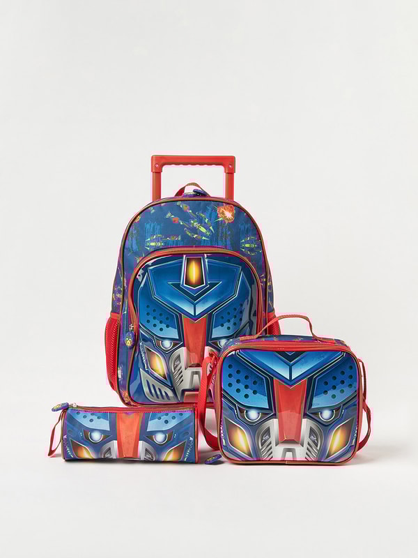 Set of Transformer Graphic Trolley Bag For Kids at Kuwait Styli