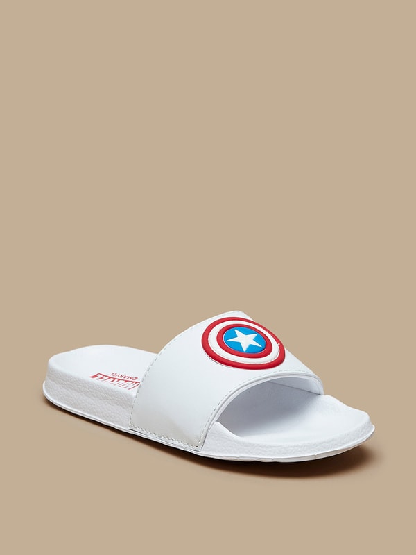 Buy Captain America Embossed Slides White For Kids Styli Saudi