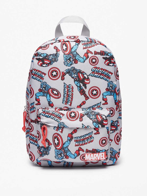 Buy Marvel Captain America Backpack with Zip Closure Grey For Kids Styli UAE