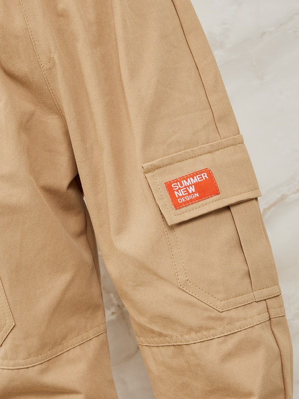Buy Patch Detail Cargo Pants with Pocket Khaki For Kids Styli Saudi