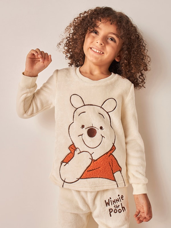 Buy Disney Winnie the Pooh Textured T Shirt Pyjama Set White For Kids Styli Saudi