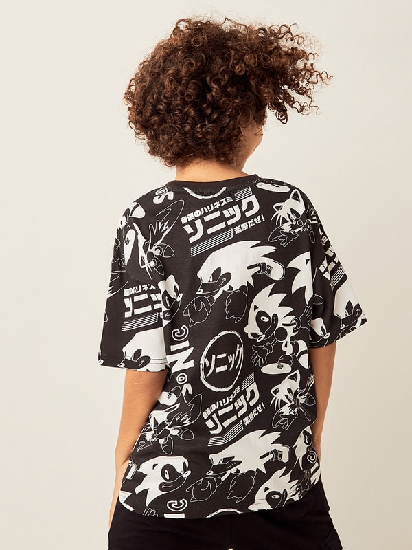 Tシャツ・カットソー ETMON Frill One Shoulder TShirt, Black Buy Sonic The Hedgehog All Over Print T-Shirt with Short
