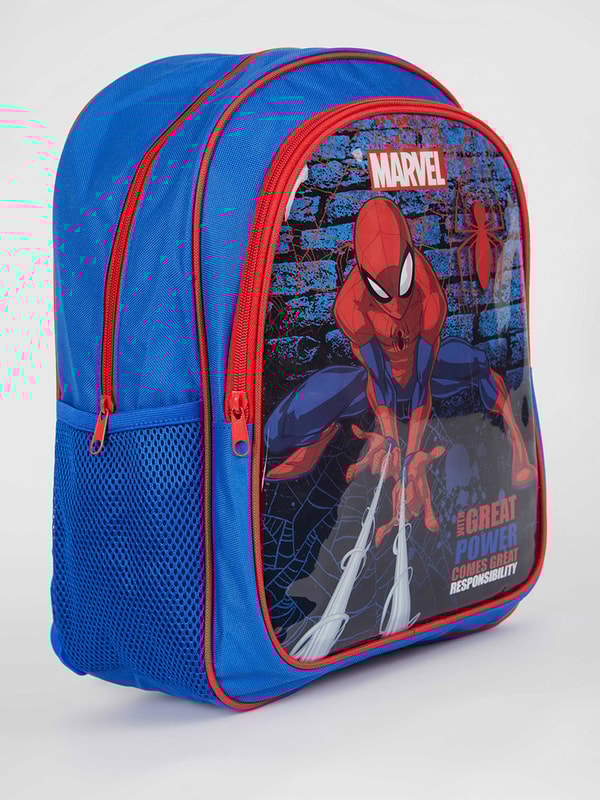 Buy Marvel Spider Man Print Mesh Pocket Backpack Blue For Kids Styli UAE