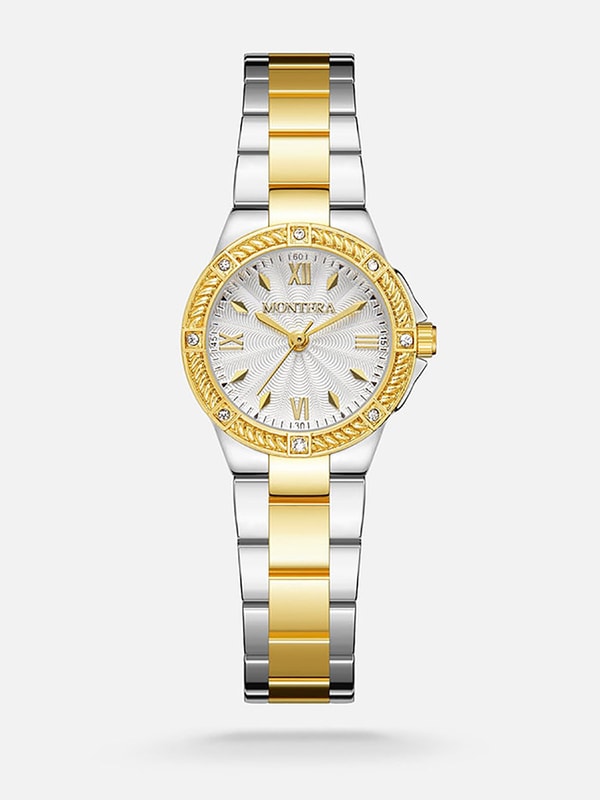 Two-Tone Link Strap Round Dial Watch For Women at Saudi Styli