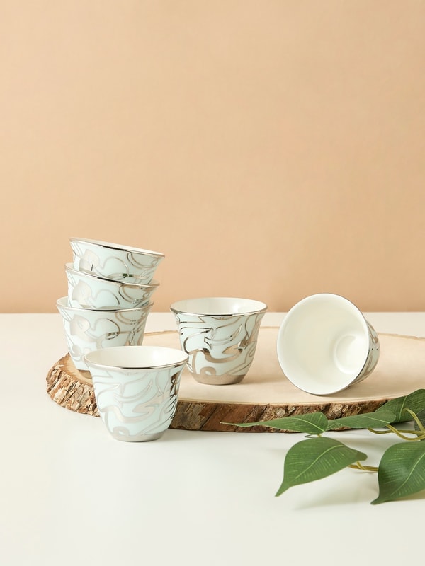 【期間限定送料無料】 New 6-Piece Calligraphy Buy Bone ml 80 - Set Cup Kahwa China 食器