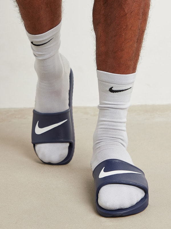Buy Kawa Shower Slip On Slides Navy Blue For Men Styli Saudi