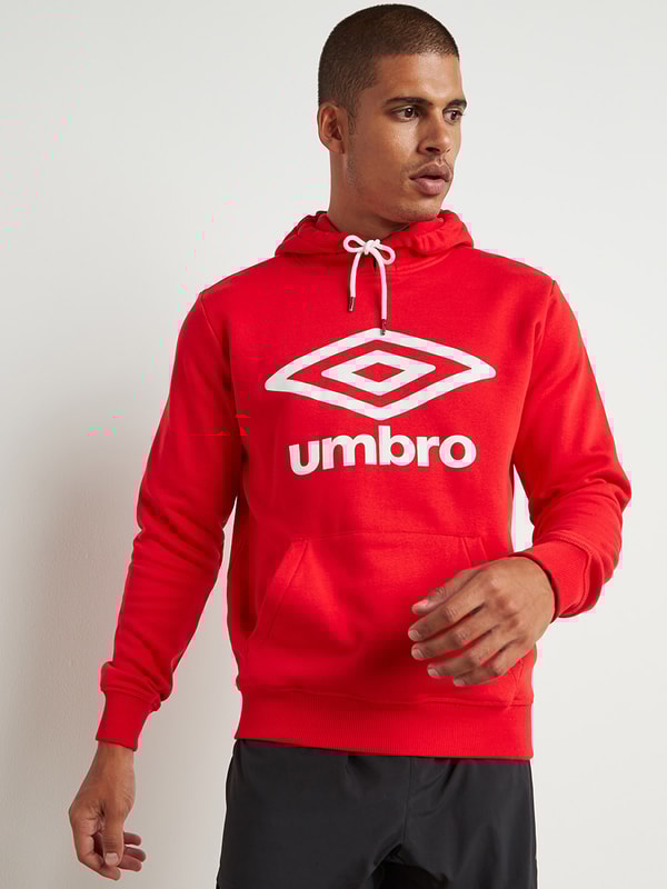 Buy Large Logo Printed Hoodie with Front Pocket Red For Men Styli UAE