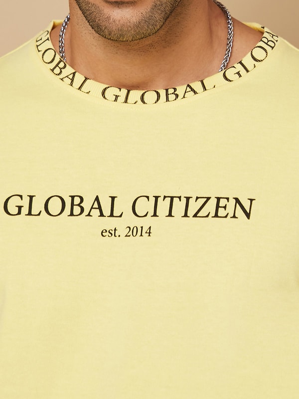 Buy Neck and Chest Placement Print Regular Fit Sweatshirt Yellow For