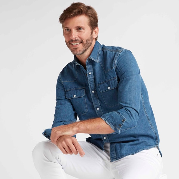 『TEN DENIM SHT SNAP BUTTON 青 M』 TEN DENIM SHT SNAP BUTTON 青 M』 Light Weight Denim Shirt With