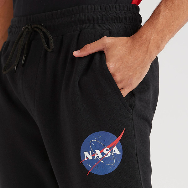 Buy NASA Print Jogger with Drawstring Waistband Black For Men Styli Saudi