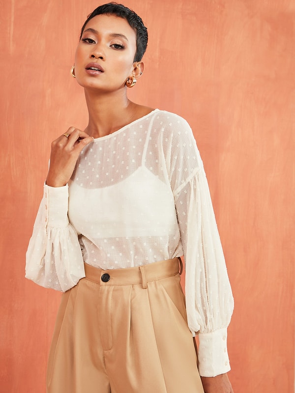 【美品】Eaphi volume sleeve sheer blouse eaphi / volume sleeve sheer blouse トップス