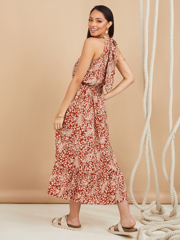 midi navy floral dress Thats So Fetch | Solem Midi Dress | Blue Floral