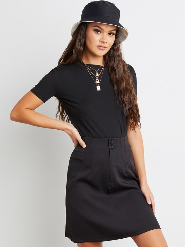 ButtonZip Closure Short Skirt Styli