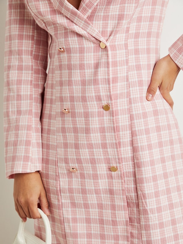 pink plaid blazer dress Choosy size 4 pink plaid blazer dress