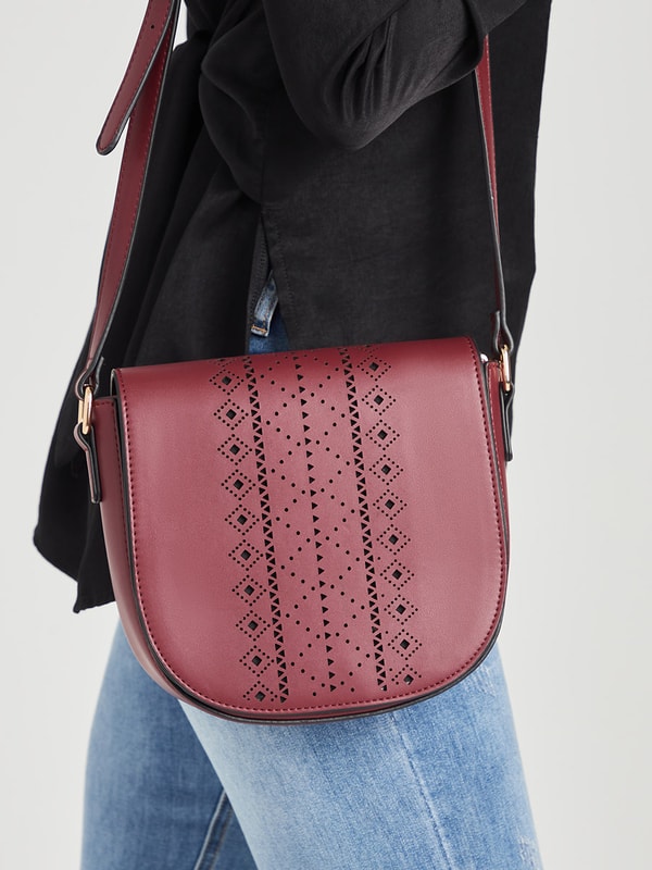 Laser Cut Front Flap Crossbody Bag Styli
