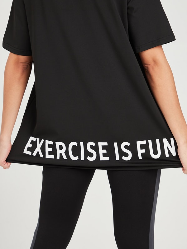 Buy Exercise is Fun Back Slogan Print Loose Fit Activewear Tshirt