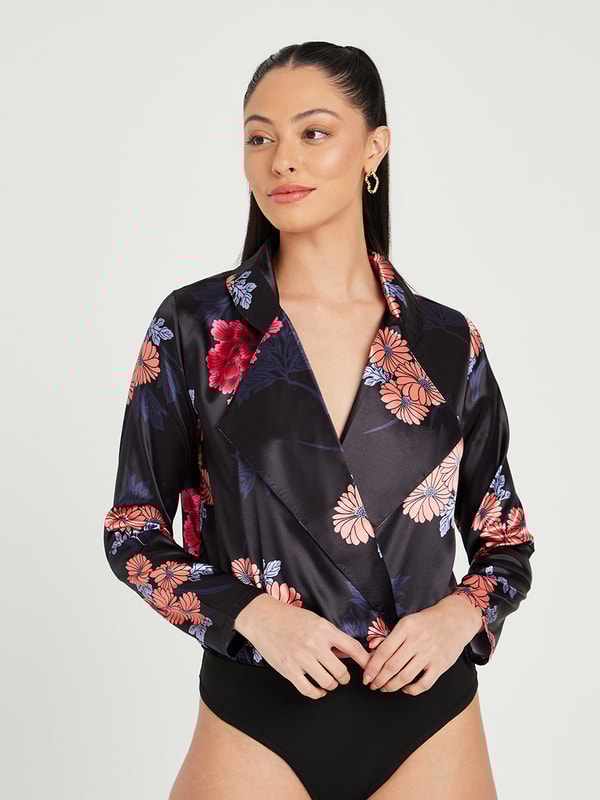 Silk Bodysuit Wrap Blouse Bodysuit Brigitte Silk Wrap Bodysuit