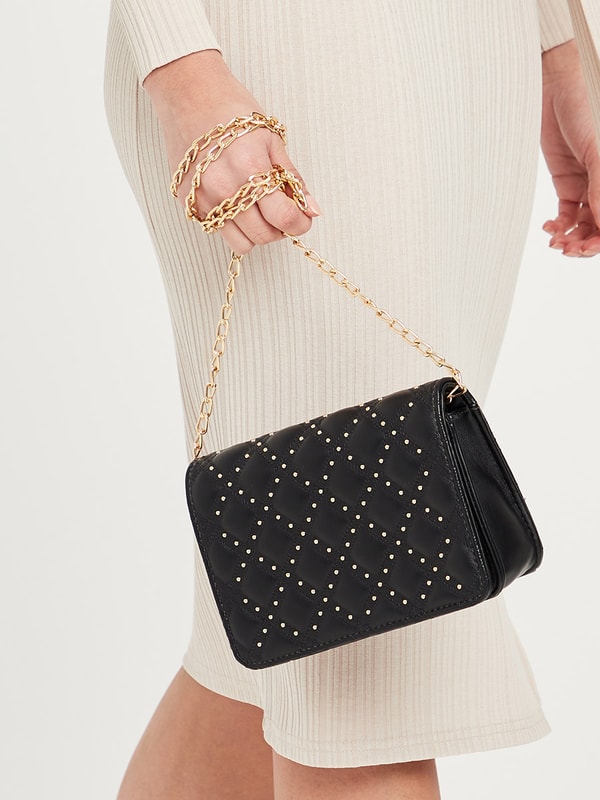 Studded Flap Crossbody Bag with Chain Strap Styli